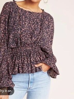 Anthro Nichola Peplum Blouse